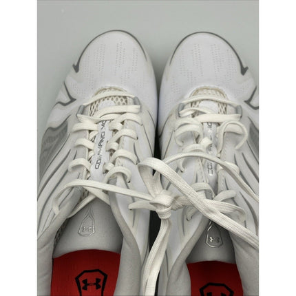 Size 13 - Under Armour Command MC Mens Lacrosse LAX Cleats White / Silver - Long Island Liquidation