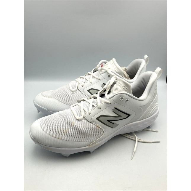 Size 16 Wide Mens New Balance PL3000W6 Fresh Foam 3000 v6 Cleats White - Long Island Liquidation
