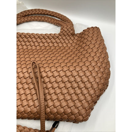 SporGenius Woven Tote Bag for Women, Vegan Leather Beach Bags with Small Purse. - Long Island Liquidation