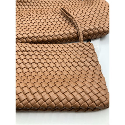 SporGenius Woven Tote Bag for Women, Vegan Leather Beach Bags with Small Purse. - Long Island Liquidation