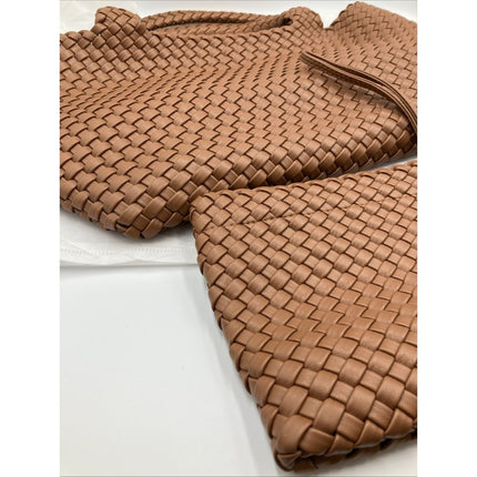 SporGenius Woven Tote Bag for Women, Vegan Leather Beach Bags with Small Purse. - Long Island Liquidation