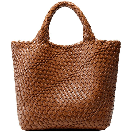 SporGenius Woven Tote Bag for Women, Vegan Leather Beach Bags with Small Purse. - Long Island Liquidation