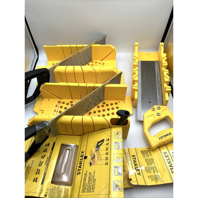 Stanley Miter Box Saw Set 14.5in Deluxe Hand Tool Clamping Guide Cutting Kit SET - Long Island Liquidation