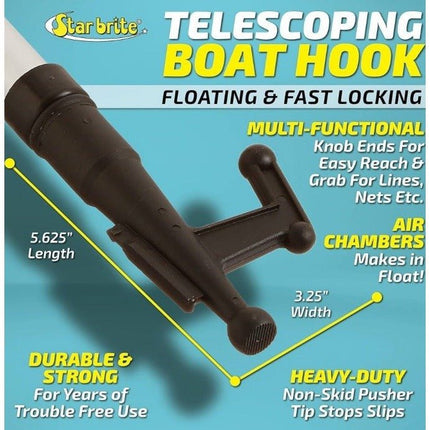 Star Brite 40609 Silver Nylon Extending Boat Hook Telescopic Pole 4 to 8 L ft. - Long Island Liquidation