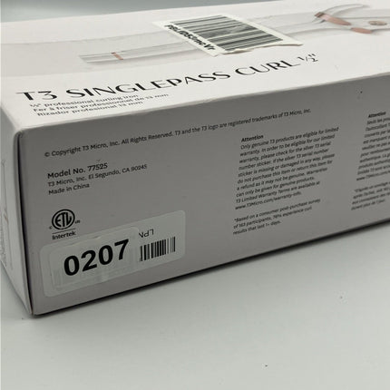 T3 SinglePass 1/2" Professional Curling Iron Ceramic Long Barrel - Long Island Liquidation