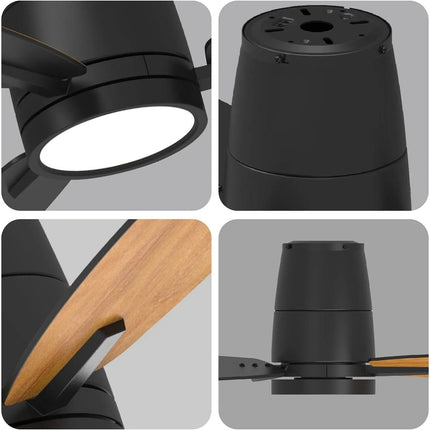 TALOYA 42 - in Integrated LED Flush Mount Black with (3) Blades Remote Included - Long Island Liquidation