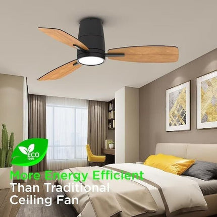 TALOYA 42 - in Integrated LED Flush Mount Black with (3) Blades Remote Included - Long Island Liquidation