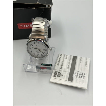 Timex Mens Watch Indiglo Date Stainless Steel Expansion Band WR 30M T2H451 Box - Long Island Liquidation