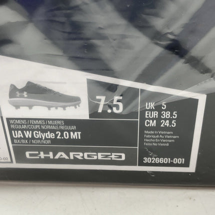 Under Armour Glyde 2 MT 3026601 - 001 Women's 7.5 Black Silver Softball Cleats DWA346 - Long Island Liquidation