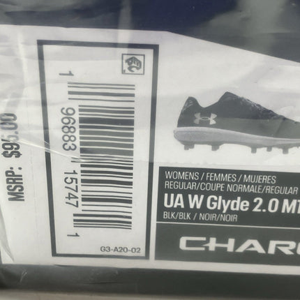 Under Armour Glyde 2 MT 3026601 - 001 Women's 7.5 Black Silver Softball Cleats DWA346 - Long Island Liquidation