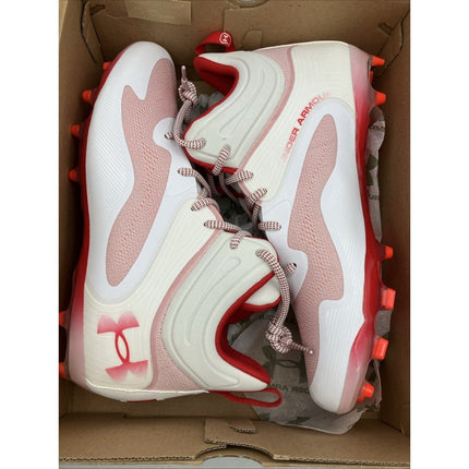 Under Armour UA Command MC Mid Lacrosse Cleats White/Red Men’s 11.5 **NEW** - Long Island Liquidation