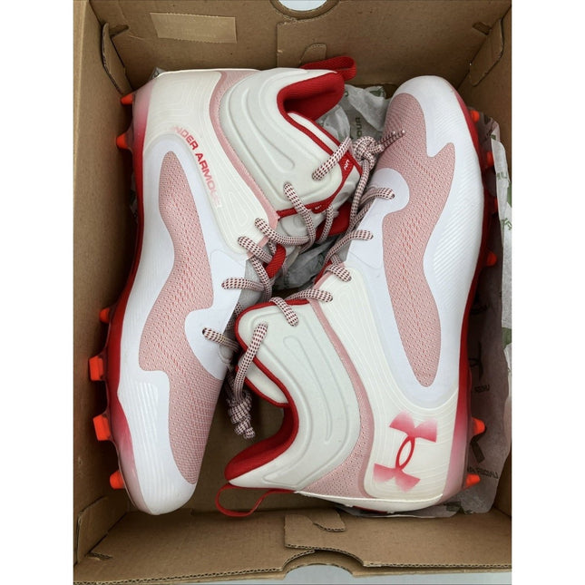 Under Armour UA Command MC Mid Lacrosse Cleats White/Red Men’s 11.5 **NEW** - Long Island Liquidation
