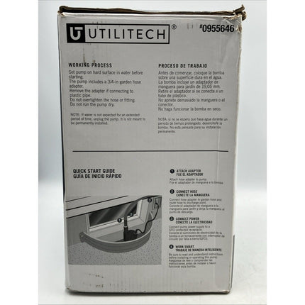 Utilitech 25 GPM 1/6 HP 115V Submersible Utility Pump Thermoplastic 0955646 - Long Island Liquidation