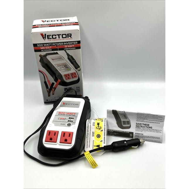 VECTOR 500 Watt Power Inverter, Dual Power Inverter, Two USB Charging Ports - Long Island Liquidation