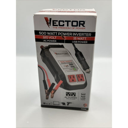 VECTOR 500 Watt Power Inverter, Dual Power Inverter, Two USB Charging Ports - Long Island Liquidation