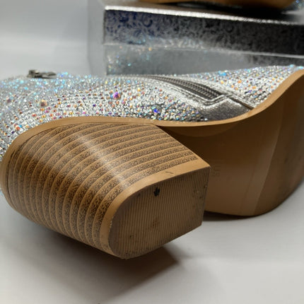 Women's Rhinestone Cowboy Boots Size 7.5 Glitter Chunky Heel Cowgirl Ankle Boots - Long Island Liquidation
